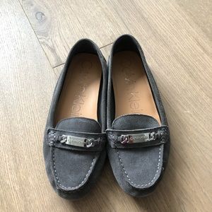 Calvin Klein gray loafers with silver detail